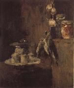Karl Schuch Still Life with Partridges and Cheese oil painting